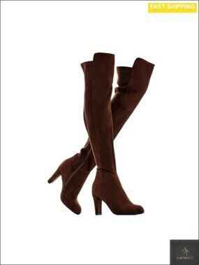 Faux Suede Chunky Heel Stretch Over The Knee Thigh High Boots